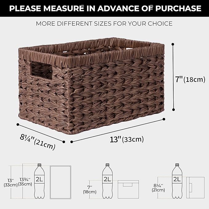 2er-Set geflochtene Aufbewahrungskörbe – Wasserdichte Regalkörbe mit Griffen, Braun, ideal für Bad, Regal & Haushalt